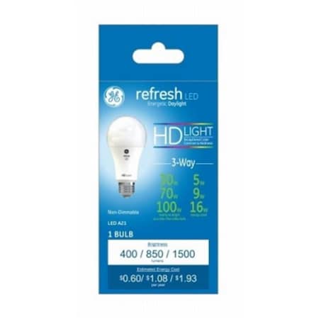 Current GE Lighting 240210 0.55-16W A21 Shape 3 Way Daylight Light Color Bulb 240210